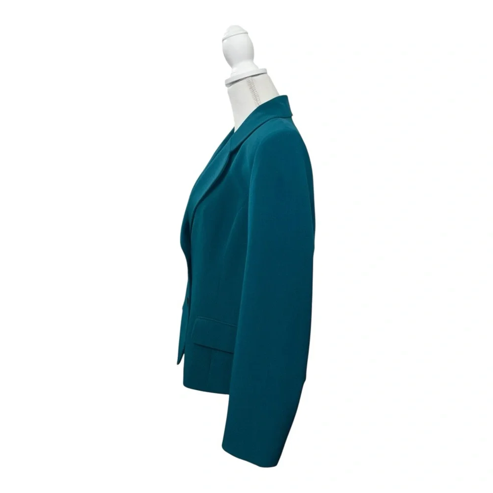 NWT Kasper‎ Womens Sz 14 Teal Peacock Lined Button Blazer Jacket Career Suit $99 - Picture 4 of 13